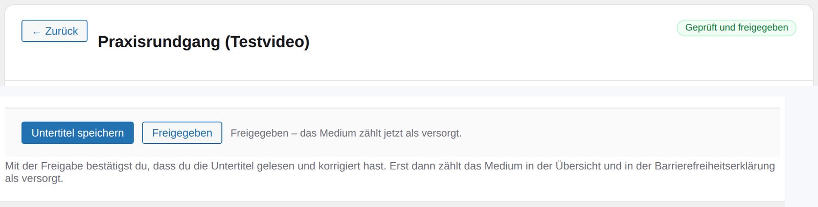 Statusanzeige „Geprüft und freigegeben